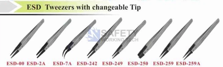 ESD Tweezers With Changeable Tips